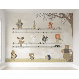 Papel de parede infantil safári animal partitura musical M² PP24A - 1