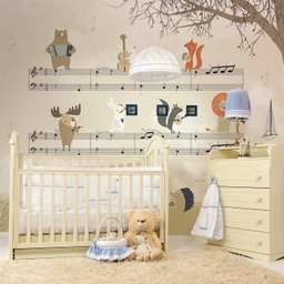 Papel de parede infantil safári animal partitura musical M² PP24A - 4
