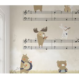 Papel de parede infantil safári animal partitura musical M² PP24A - 2