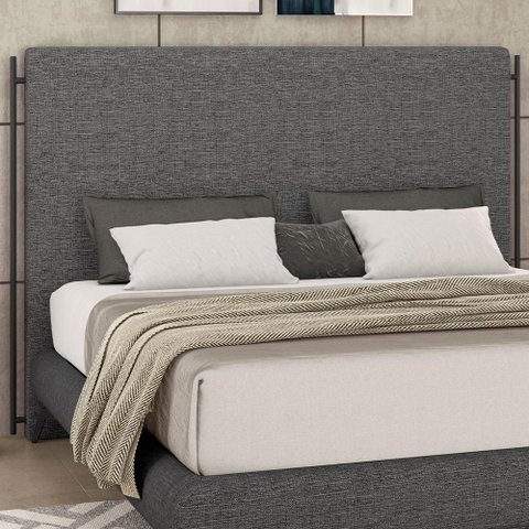 Cabeceira Cama Box Queen 160cm Estofada Goya P05 Linho Cinza Escuro - Lyam Decor