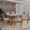 Ver imagem 1 de Conjunto para Sala de Jantar Tampo Oval 170cm com 6 Cadeiras Madeira Maciça Miami