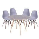 Ver imagem 1 de Conjunto Mesa Eames Dsw Preta com a Base de Madeira 90cm + 4 Cadeiras Eames Dsw Cinza