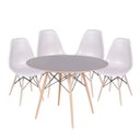 Ver imagem 1 de Conjunto Mesa Eames Dsw Preta com a Base de Madeira 120cm + 4 Cadeiras Eames Dsw Fendi