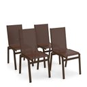 Ver imagem 1 de Kit 4 Cadeiras Jantar Gourmet Alumínio Marrom Tela Marrom