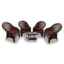 Ver imagem 1 de Conjunto de Poltronas Fibra Sintética Karibe - 4 Poltronas + 1 Mesa Centro - Tecido Duna Vermelho