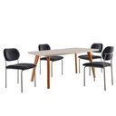 Ver imagem 2 de Conjunto Sala de Jantar Mesa Malta 120cm Tampo Laqueado Vidro Canto Moeda e 4 Cadeiras Marchezine