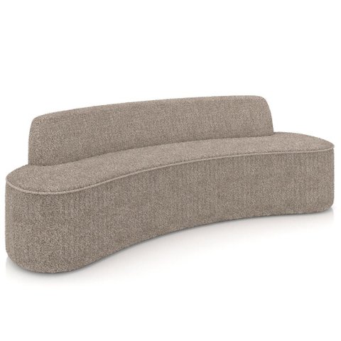 Sofá 4 Lugares Curvo Sala de Estar Living Cancún D02 Bouclê Bege Escuro 230cm Pb-04 - Lyam Decor