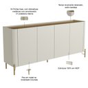 Ver imagem 3 de Aparador Buffet para Sala de Jantar 4 Portas Pés Industrial Dourado Naim I03 Luna Louro - Lyam Decor