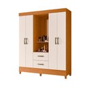 Ver imagem 1 de Guarda Roupa Mobi 4 Portas 2 Gavetas Quarto Capelinha Cinamomo com Off White - Albatroz
