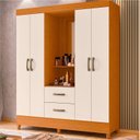Ver imagem 2 de Guarda Roupa Mobi 4 Portas 2 Gavetas Quarto Capelinha Cinamomo com Off White - Albatroz