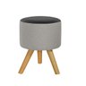 Puff Duna Redondo Pé Palito Banqueta para Os Pés Decorativa Estofada(cinza Claro/preto Corino) - 1