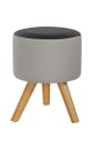Ver imagem 1 de Puff Duna Redondo Pé Palito Banqueta para Os Pés Decorativa Estofada(cinza Claro/preto Corino)