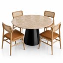 Ver imagem 3 de Mesa de Jantar Cone Redondo 160 cm Tampo Mármore Travertino Base Laca Preta