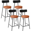 Ver imagem 1 de Kit 04 Banquetas Baixa Cozinha Sala Jantar Bancada Milão L02 Couríssimo Preto Brilho Couríssimo Came