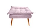Ver imagem 4 de Kit Poltrona + Puff Decorativo Opala Suede Rosê Pés Madeira Ms Decor