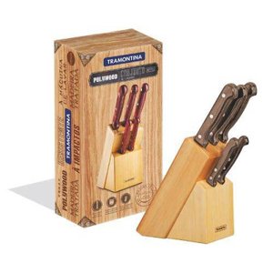 Jogo De Facas Inox 6 Peças Polywood Castanho Tramontina 21199983