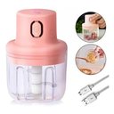 Ver imagem 4 de Mini Processador de Alimentos Elétrico Recarregável USB 250ml 3 Lâminas Inox Rosa