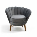 Ver imagem 3 de Poltrona Decorativa Pétala com Puff para Sala de Estar - Élpis Móveis - Veludo Cinza