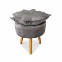 Ver imagem 2 de Poltrona Decorativa Pétala com Puff para Sala de Estar - Élpis Móveis - Veludo Cinza