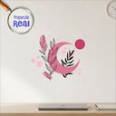 Ver imagem 2 de Adesivo Floral Boho Rosa Estilo Nórdico 45x38 Minimalista Mod.05