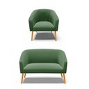Ver imagem 1 de Kit 01 Namoradeira 02 Lugares e 01 Poltrona Stella Suede Pés Palito Castanho - D’Rossi - Verde