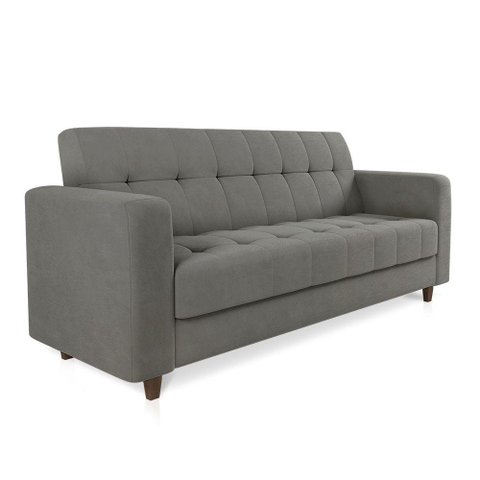 Sofá 03 Lugares Arezzo Suede Pés Chanfrado Tabaco - D’Rossi Cor Grafite