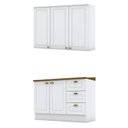 Ver imagem 1 de Balcão de Cozinha com Armário Aéreo 3 Portas 120cm Americana Branco Hp - Henn