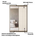 Ver imagem 4 de Guarda Roupa Solteiro 1,46m 2 Portas de Correr com Espelho Cor:Nogal com Areia