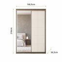 Ver imagem 3 de Guarda Roupa Solteiro 1,46m 2 Portas de Correr com Espelho Cor:Nogal com Areia