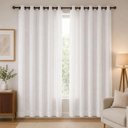 Ver imagem 1 de Cortina Voil Cambraia de Linho Sintético com Forro 2,00x2,30 Branco Doural