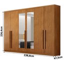 Ver imagem 2 de Guarda Roupa Casal Bristol 6 Portas 4 Gavetas com Espelho Cinamomo - Novo Horizonte