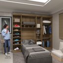 Ver imagem 3 de Quarto de Solteiro com Guarda Roupas e Mesa de Cabeceira Paris Luciane Móveis