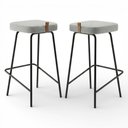 Ver imagem 1 de Kit 02 Banquetas Altas Cozinha e Área Gourmet Vik Estofada Linho Cinza - Desk Design