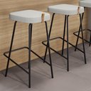 Ver imagem 5 de Kit 02 Banquetas Altas Cozinha e Área Gourmet Vik Estofada Linho Cinza - Desk Design
