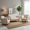 Ver imagem 1 de Kit Namoradeira + 2 Poltronas Decorativa Dália Bouclé Bege