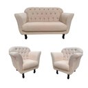 Ver imagem 3 de Kit Namoradeira + 2 Poltronas Decorativa Dália Bouclé Bege