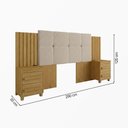 Ver imagem 4 de Cabeceira Suíça Extensível Ripado C/ 2 Mesas de Cabeceira Painel Estofado P/ Box - Cinamomo/pena