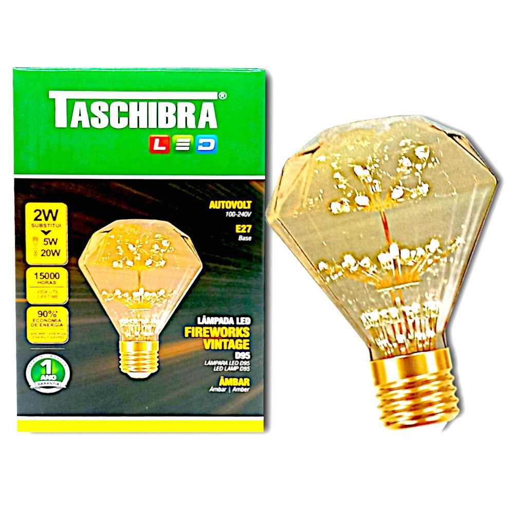 Lâmpada Led Firework Vintage D95 2w Âmbar E27 Taschibra - 2