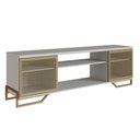 Ver imagem 1 de Rack Industrial para Tv até 60 Polegadas com 2 Portas P1027 Arenas Dourado Placa e Ponto