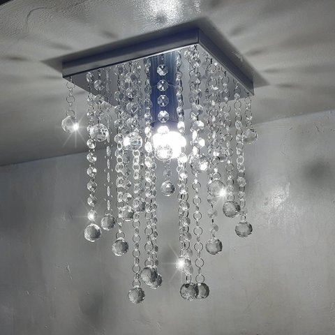 Lustre de Cristal Acrílico Alto Brilho 20x20 Cm 25 Altura Soq E27 - Transparente