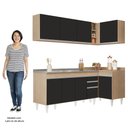 Ver imagem 5 de Armário de Cozinha Modulado de Canto Esquerdo 4 Peças Cp51 com Pia Inox Castanho/preto - Lumil Lumil
