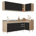 Ver imagem 1 de Armário de Cozinha Modulado de Canto Esquerdo 4 Peças Cp51 com Pia Inox Castanho/preto - Lumil Lumil