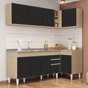 Ver imagem 2 de Armário de Cozinha Modulado de Canto Esquerdo 4 Peças Cp51 com Pia Inox Castanho/preto - Lumil Lumil