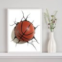 Ver imagem 2 de Quadro Decorativo Bola de Basquete 3d 24x18cm - com Vidro:madeira Branca
