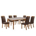 Ver imagem 5 de Mesa de Jantar Liz 6 Lugares Retangular MDF com Vidro 180cm Marrom Moderna