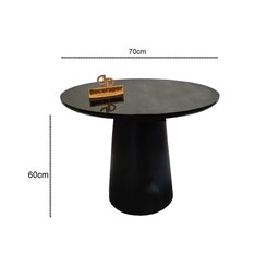 Mesa de Canto Cone Laqueado com Tampo Vidro 70cm - Preto - 60cm - 2