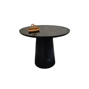 Mesa de Canto Cone Laqueado com Tampo Vidro 70cm - Preto - 60cm
