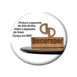 Mesa de Canto Cone Laqueado com Tampo Vidro 70cm - Preto - 60cm - 3