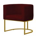 Ver imagem 2 de Kit 2 Poltronas Reforçada Decorativa Sala Estar Jantar Gabriela Base Ferro Dourado Suede Marsala