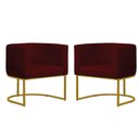 Ver imagem 1 de Kit 2 Poltronas Reforçada Decorativa Sala Estar Jantar Gabriela Base Ferro Dourado Suede Marsala